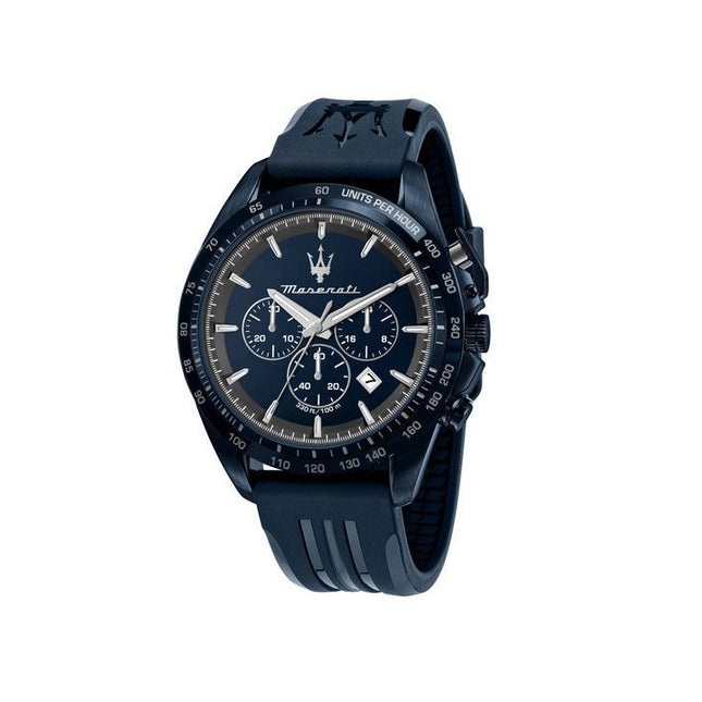 Maserati Traguardo Limited Edition Chronograph Rubber Strap Blue Dial Quartz R8871612042 100M Men's Watch