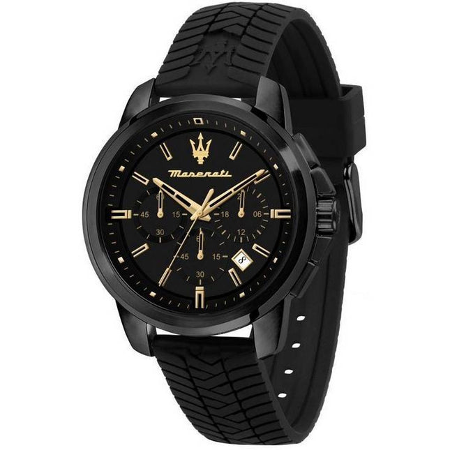 Maserati Successo Chronograph Silicone Strap Black Dial Quartz R8871621011 Men's Watch
