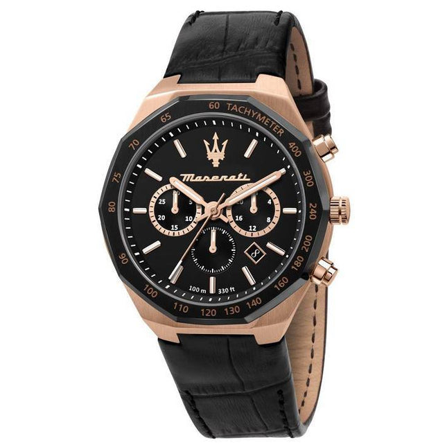 Maserati Stile Chronograph Black Matt Dial Quartz R8871642001 100M Mens Watch