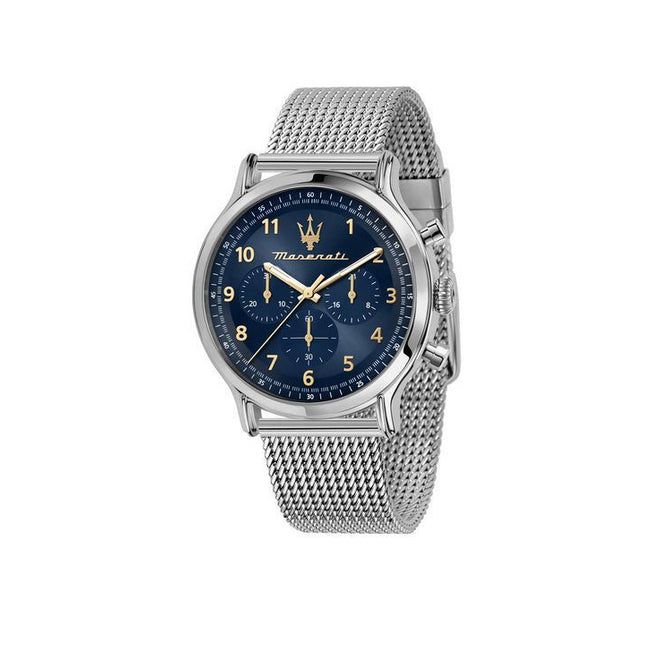 Maserati Epoca Limited Edition Chronograph Stainless Steel Mesh Blue Dial Quartz R8873618022 100M Men's Watch