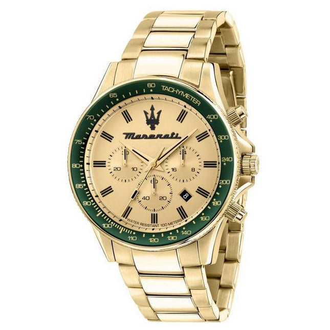 Maserati Sfida Chronograph Gold Tone Dial Quartz R8873640005 100M Men's Watch