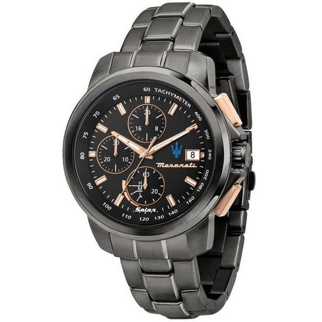 Maserati Successo Chronograph Stainless Steel Black Dial Solar R8873645001 Men's Watch