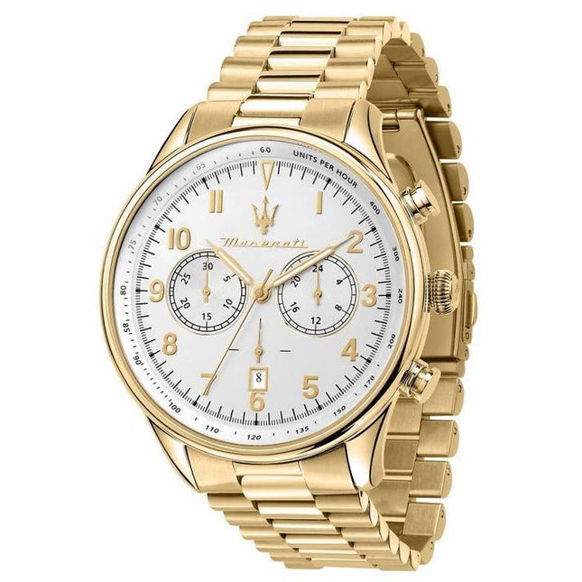 Maserati Tradizione Gold Tone Chronograph White Dial Quartz R8873646003 100M Men's Watch