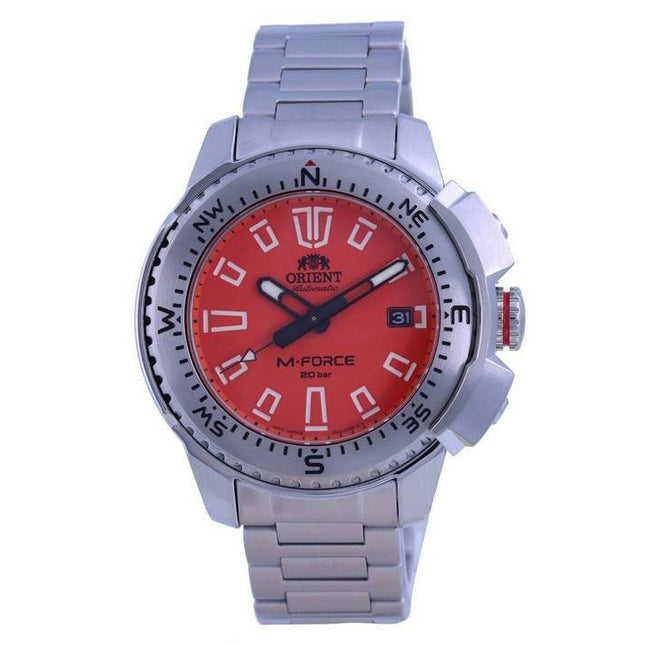 Orient M-Force Orange Dial Stainless Steel Automatic Divers RA-AC0N02Y10B 200M Mens Watch