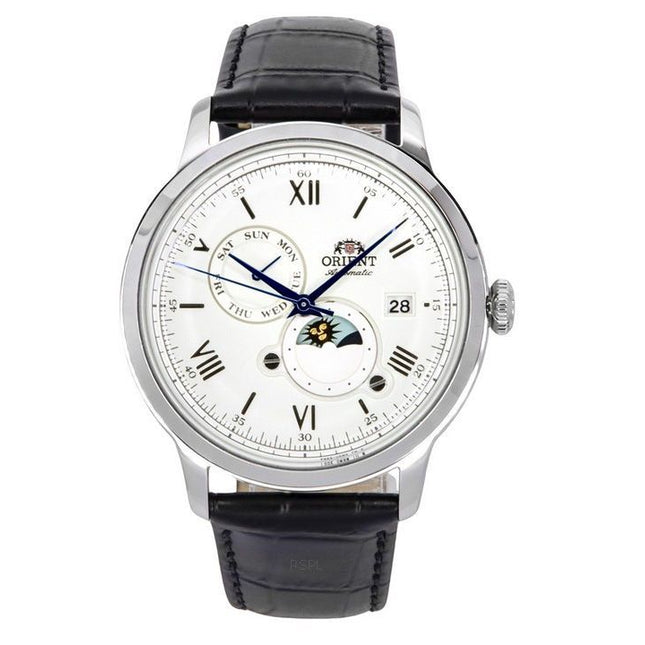 Orient Bambino Version 9 Sun And Moon Phase White Dial Automatic RA-AK0802S10B RA-AK0802S30B Men's Watch
