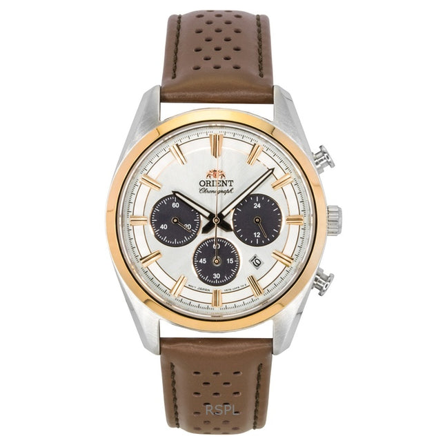 Orient Contemporary Chronograph Leather Strap White Dial Quartz RA-TX0306S Men's Watch