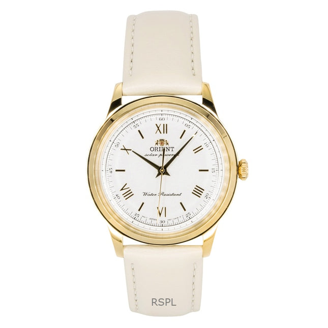 Orient Bambino Leather Strap White Dial Solar RA-WK0001S Men's Watch