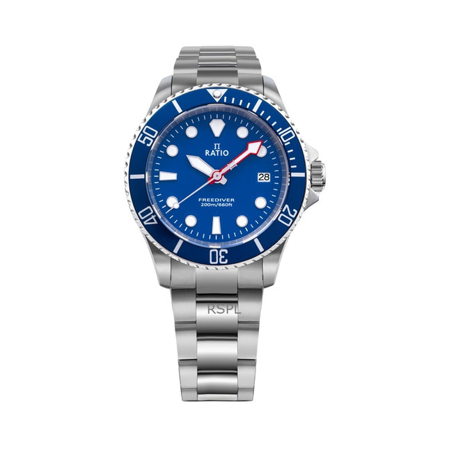 Ratio FreeDiver Sapphire Stainless Steel Blue Dial Quartz RTF033 200M Men's Watch