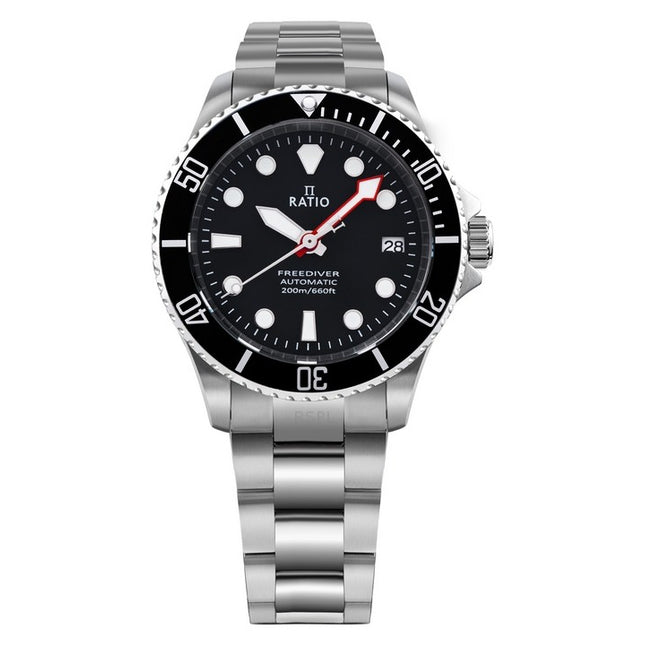Ratio FreeDiver Sapphire Stainless Steel Black Dial Automatic RTF041 200M Mens Watch