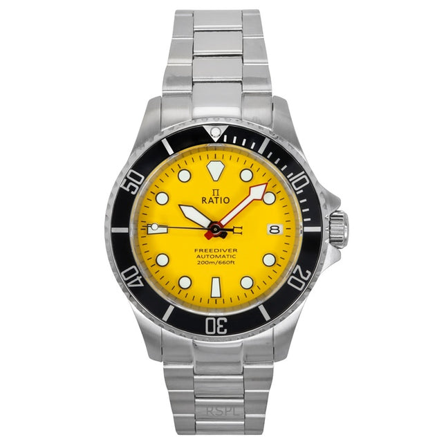 Ratio FreeDiver Sapphire Stainless Steel Yellow Dial Automatic RTF044 200M Men's Watch