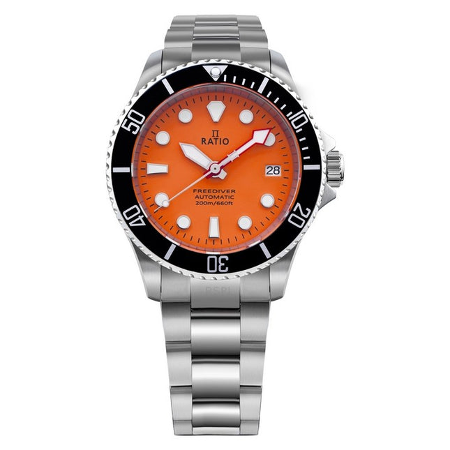 Ratio FreeDiver Sapphire Stainless Steel Orange Dial Automatic RTF045 200M Mens Watch