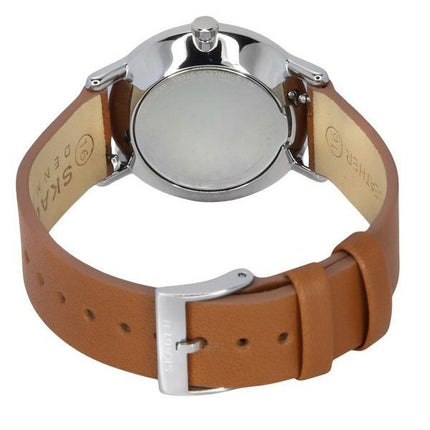 Skagen Kuppel Lille Brown Leather Strap White Dial Quartz SKW3103 Women's Watch