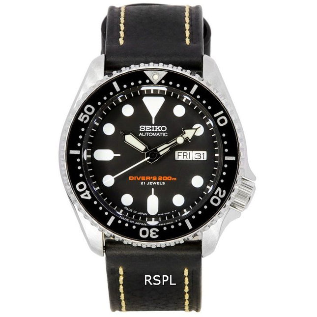 Seiko Automatic Diver's Ratio Black Leather SKX007J1-LS2 200M Men's Watch