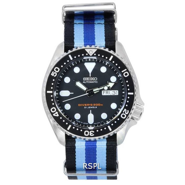 Seiko Black Dial Automatic Diver's SKX007J1-var-NATO20 200M Men's Watch