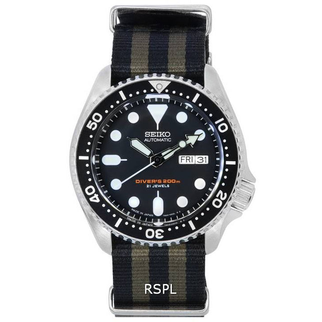 Seiko Black Dial Automatic Diver's SKX007J1-var-NATO21 200M Men's Watch