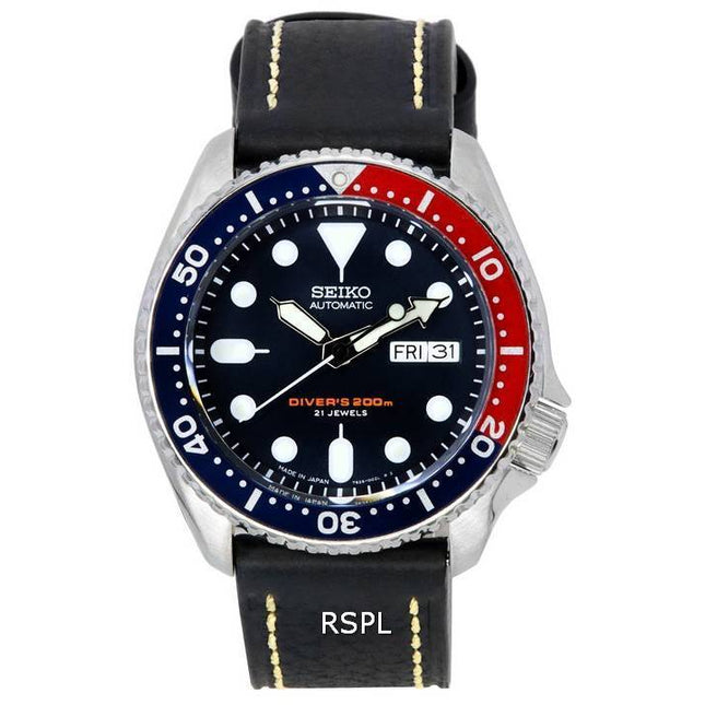 Seiko Automatic Diver's Ratio Black Leather SKX009J1-LS2 200M Men's Watch