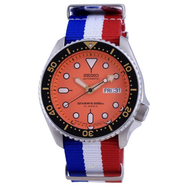 Seiko Automatic Divers Japan Made Polyester SKX011J1-var-NATO25 200M Mens Watch