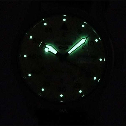 Refurbished Seiko 5 Sports GMT Champagne Flieger Suit Style Leather Strap Automatic SRPJ87K1 100M Men's Watch