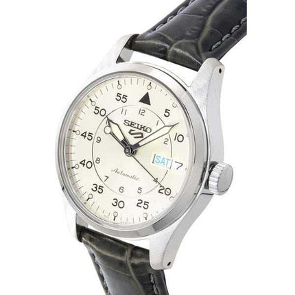 Refurbished Seiko 5 Sports GMT Champagne Flieger Suit Style Leather Strap Automatic SRPJ87K1 100M Men's Watch