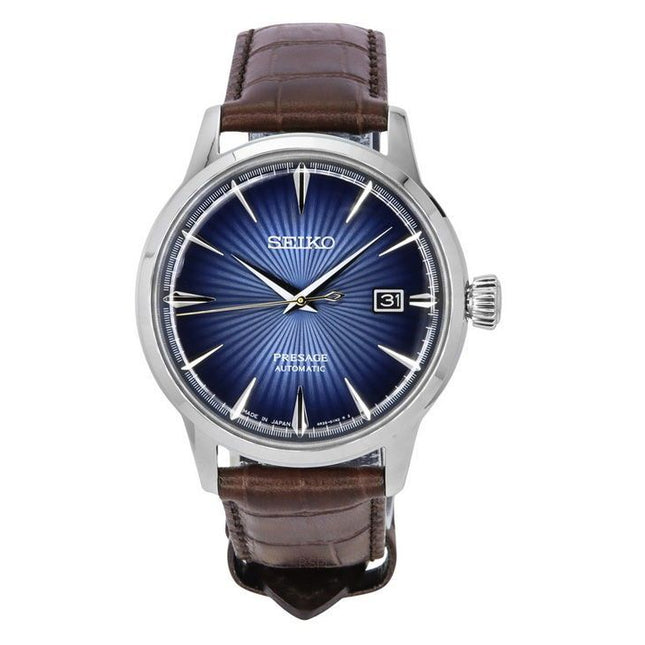 Seiko Presage Cocktail Time Calf Leather Strap Blue Dial Automatic SRPK15J1 Mens Watch