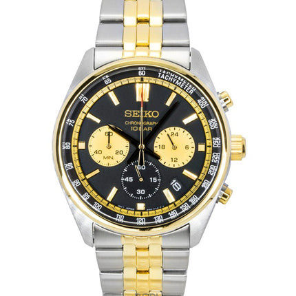 Seiko Conceptual Chronograph Two Tone Stainless Steel Black Dial Quartz SSB430P1 100M Men's Watch