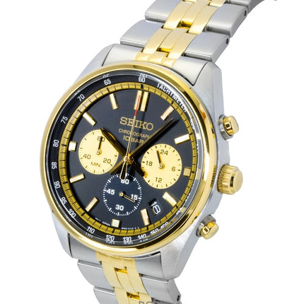 Seiko Conceptual Chronograph Two Tone Stainless Steel Black Dial Quartz SSB430P1 100M Men's Watch