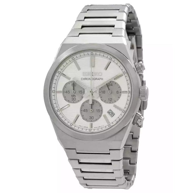 Seiko Discover More Classic Chronograph Stainless Steel White Dial Quartz SSB451P1 100M Men's Watch