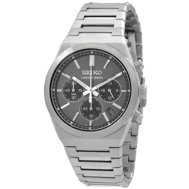 Seiko Discover More Classic Chronograph Stainless Steel Grey Dial Quartz SSB455P1 100M Men's Watch