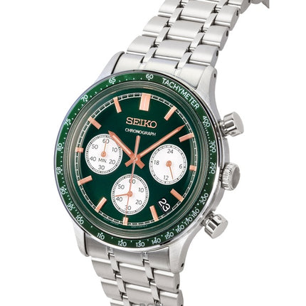 Seiko Chronograph Stainless Steel Green Dial Quartz SSB481P1 Men's Watch