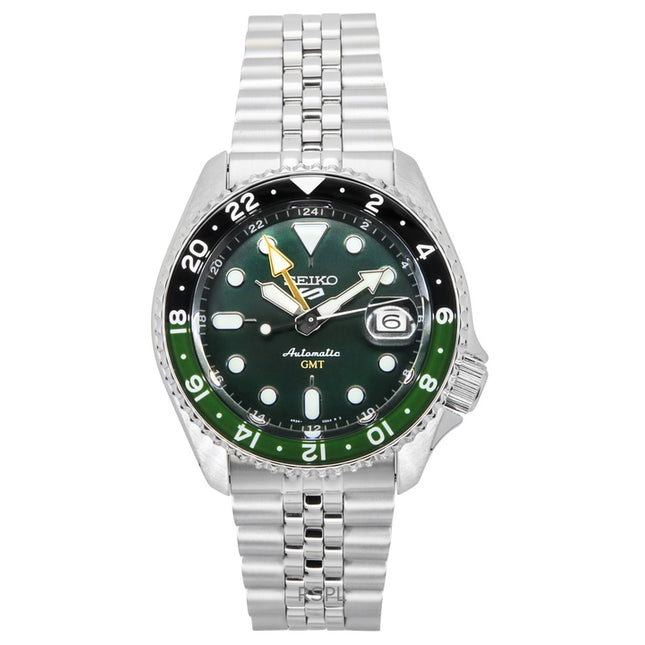 Seiko 5 Sports SKX GMT Stainless Steel Green Dial Automatic SSK035K1 100M Men's Watch