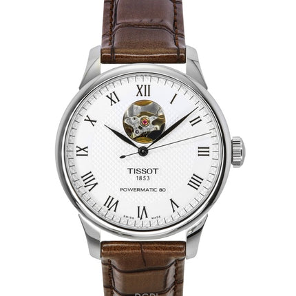 Tissot Le Locle Powermatic 80 Leather Strap Open Heart Silver Dial Automatic T006.407.16.033.01 Men's Watch