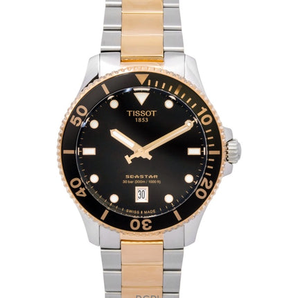 Tissot SeaStar 1000 Two Tone Stainless Steel Black Dial Quartz Diver's T120.410.22.051.01 300M Men's Watch