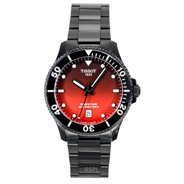 Tissot SeaStar 1000 Stainless Steel Red And Black Dial Quartz T120.410.33.421.00 300M Men's Watch