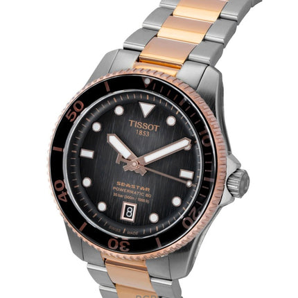 Tissot SeaStar 1000 Two Tone Stainless Steel Black Dial Automatic Diver's T120.807.22.051.01 300M Men's Watch