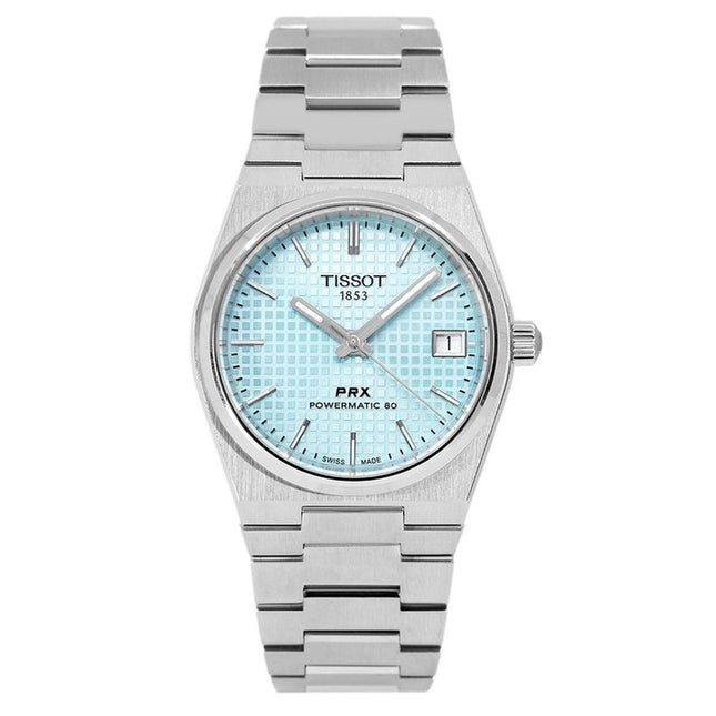 Tissot T-Classic PRX Powermatic 80 Stainless Steel Ice Blue Dial Automatic T137.207.11.351.00 100M Women's Watch