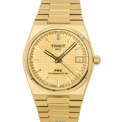 Tissot PRX Powermatic 80 Gold Tone Stainless Steel Champagne Dial Automatic T137.207.33.021.00 100M Unisex Watch