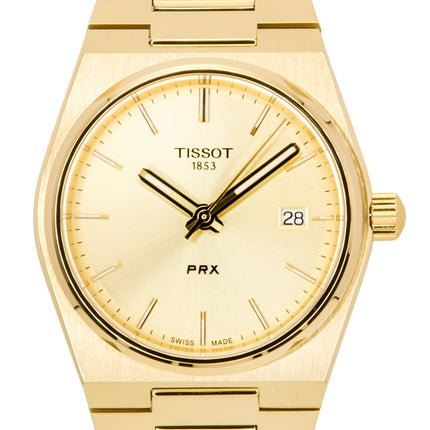Tissot PRX Gold Tone Stainless Steel Champagne Dial Swiss Quartz T137.210.33.021.00 100M Women's Watch