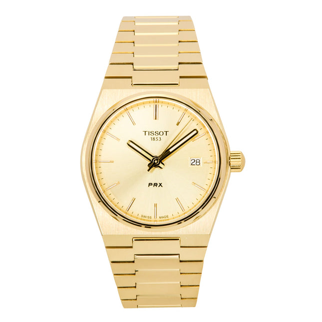 Tissot PRX Gold Tone Stainless Steel Champagne Dial Swiss Quartz T137.210.33.021.00 100M Women's Watch