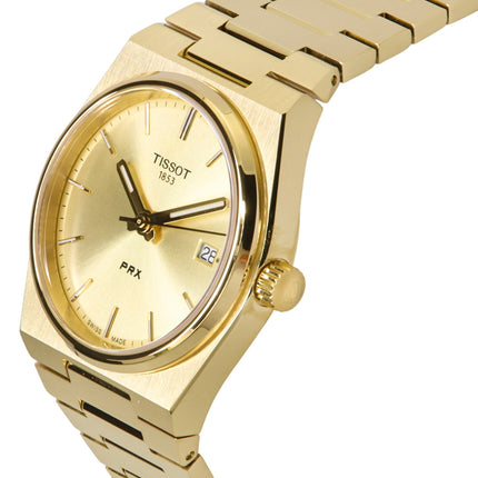 Tissot PRX Gold Tone Stainless Steel Champagne Dial Swiss Quartz T137.210.33.021.00 100M Women's Watch