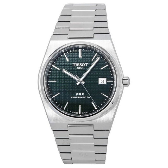 Tissot T-Classic PRX Powermatic 80 Stainless Steel Green Dial Automatic T137.407.11.091.00 100M Mens Watch