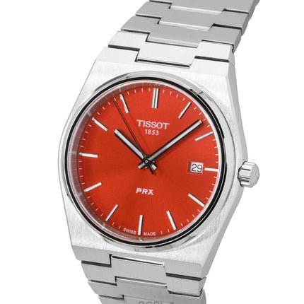 Tissot PRX Stainless Steel Red Dial Quartz T137.410.11.421.00 100M Men's Watch
