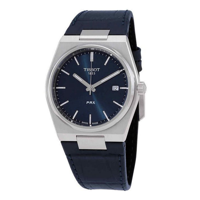 Tissot T-Classic PRX Leather Strap Blue Dial Quartz T137.410.16.041.00 100M Mens Watch