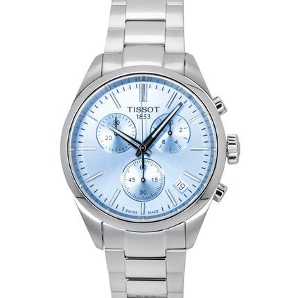 Tissot PR 100 Chronograph Stainless Steel Ice Blue Dial Quartz T150.417.11.351.00 100M Men's Watch