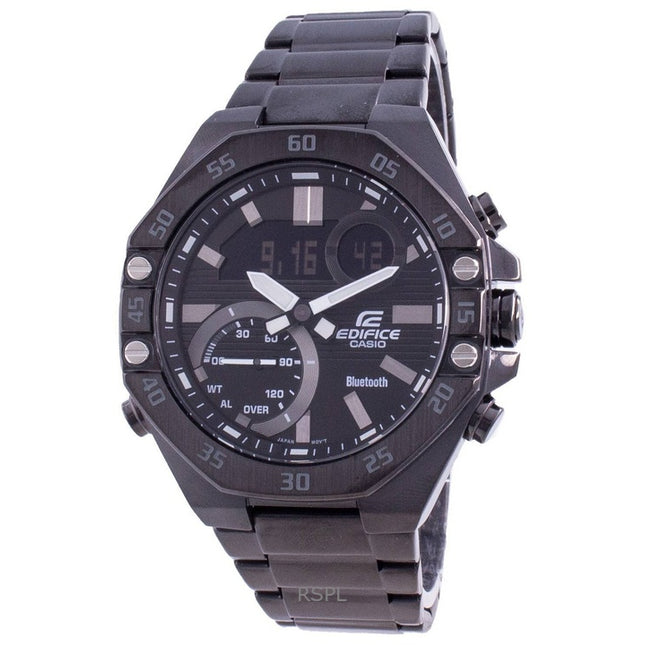 Refurbished Casio Edifice Analog Digital Smartphone Link Stainless Steel Black Dial Quartz ECB-10DC-1A 100M Men's Watch