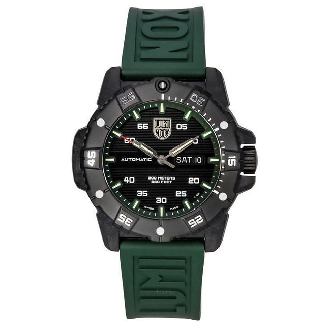 Luminox Master Carbon SEAL Green Rubber Strap Black Dial Swiss Automatic Divers XS.3877 200M Mens Watch