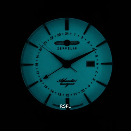 Zeppelin Atlantic Beige Dial Leather Strap Quartz 8442-5 84425 Mens Watch