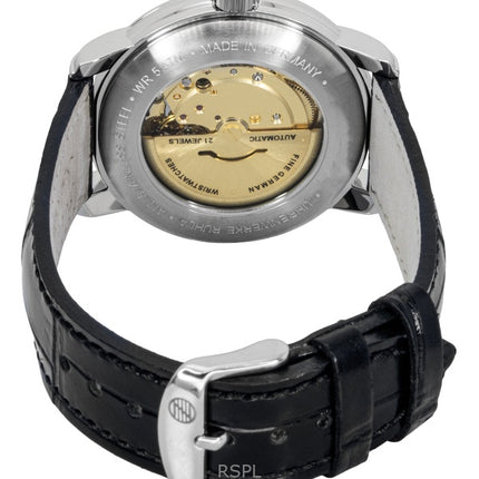 Zeppelin Friedrichshafen Black Leather Strap Silver Dial Automatic 85624 Men's Watch