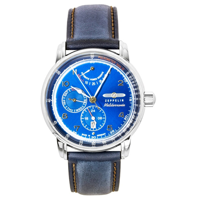 Zeppelin Mediterranee Leather Strap Blue Dial Automatic 96903 Men's Watch