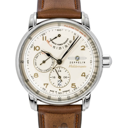 Zeppelin Mediterranee Leather Strap Champagne Dial Automatic 96905 Men's Watch