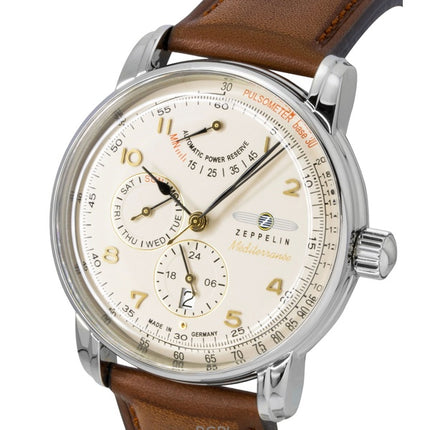 Zeppelin Mediterranee Leather Strap Champagne Dial Automatic 96905 Men's Watch